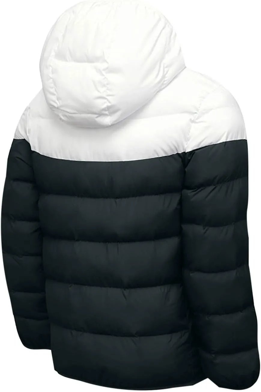 Men's Hooded Puffer Jackets Winter Warm Down Coats Trendy Color Block Outdoor Puffy Jacket Outerwear with Pockets