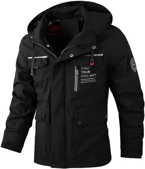 Men'S Hooded Softshell Jacket Waterproof Lightweight Windbreaker Fleece Lined Rain Shell Jacket Plus Size