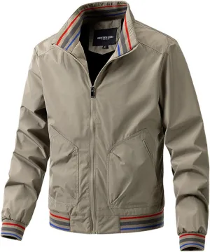 Mens Lightweight Casual Windbreaker Bomber Jacket with Pockets, Water Resistant Breathable Full Zip Thin Jacket