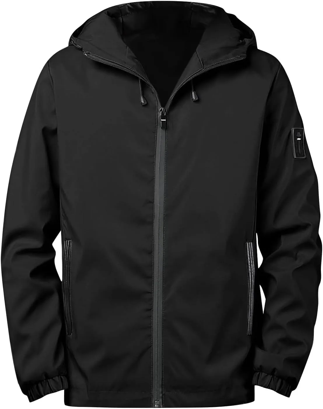 Men's Lightweight Jacket Hooded Fashion Casual Loose Windproof Coat with Zipper Pockets Fall Winter