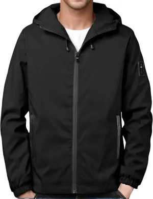 Men's Lightweight Jacket Hooded Fashion Casual Loose Windproof Coat with Zipper Pockets Fall Winter