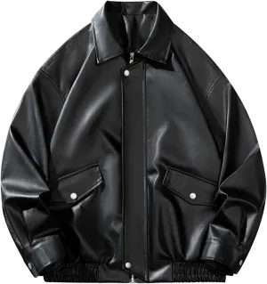 Mens Motorcycle Jacket Windbreaker Zipper Up Solid Lapel Collar Oversize Fashion Coat Spring Fall 2024 Shell Jackets