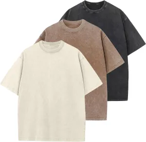 Men's Oversized Cotton T-Shirts Unisex Vintage Streetwear Tee Loose Fit Casual Shirt Gym Lounge Wear