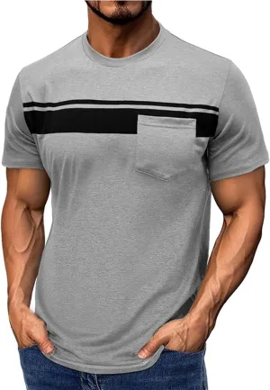 Mens Polo Shirts Quick Dry Short Sleeve Athletic Striped Golf T Shirt Performance Moisture Wicking Casual Collared Tee
