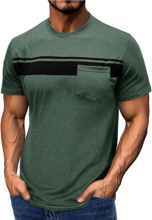 Mens Polo Shirts Quick Dry Short Sleeve Athletic Striped Golf T Shirt Performance Moisture Wicking Casual Collared Tee