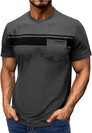 Mens Polo Shirts Quick Dry Short Sleeve Athletic Striped Golf T Shirt Performance Moisture Wicking Casual Collared Tee