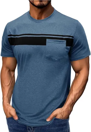 Mens Polo Shirts Quick Dry Short Sleeve Athletic Striped Golf T Shirt Performance Moisture Wicking Casual Collared Tee