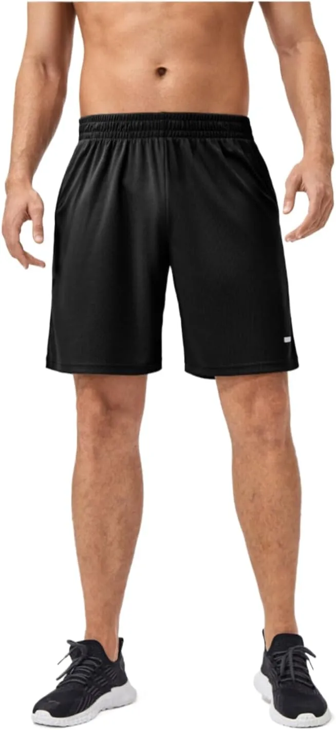 Men's Quick-Dry Athletic Shorts with Pockets, Lightweight Workout Shorts, Breathable Running Shorts with Elastic Waistband