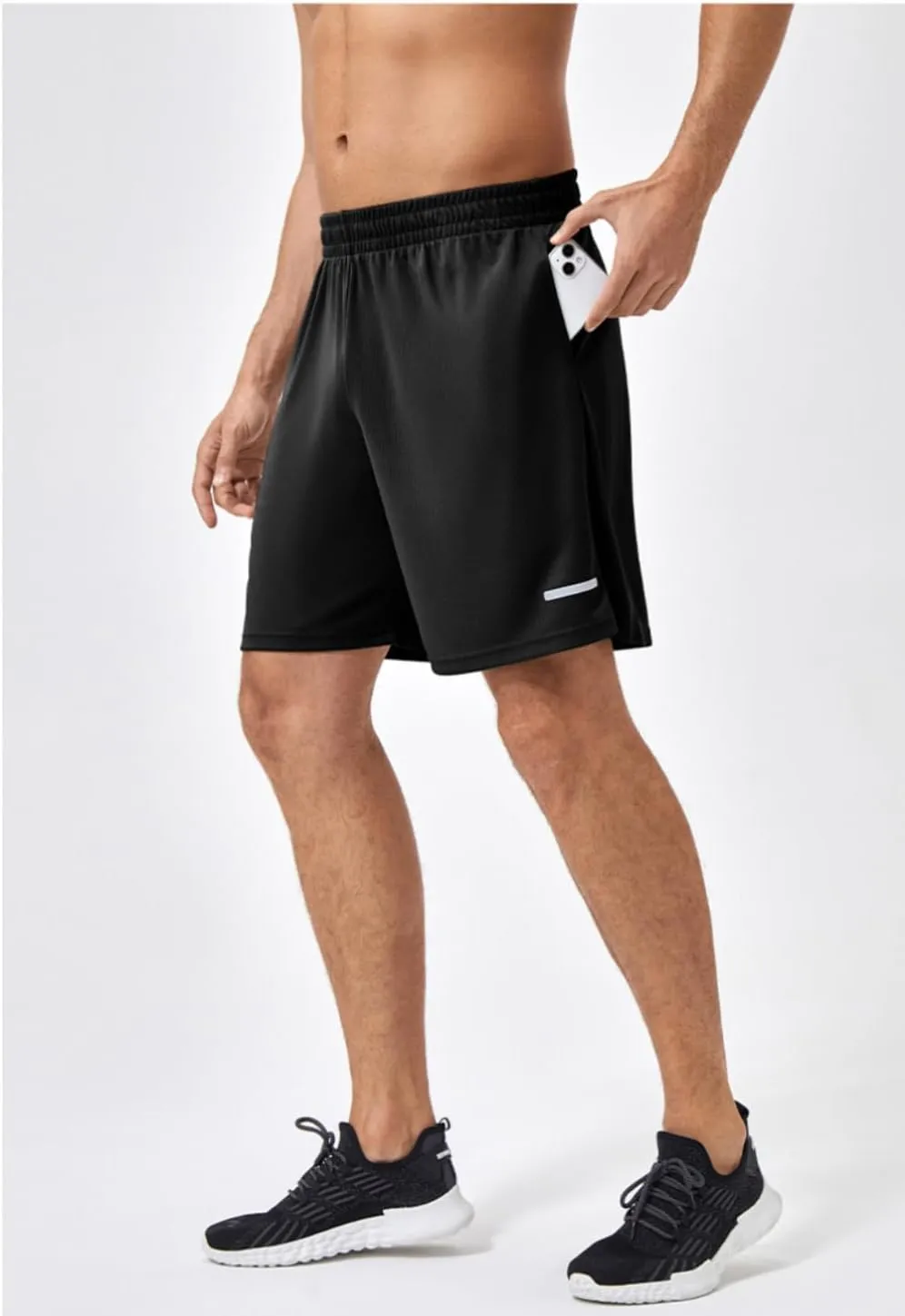 Men's Quick-Dry Athletic Shorts with Pockets, Lightweight Workout Shorts, Breathable Running Shorts with Elastic Waistband