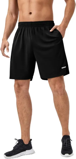 Men's Quick-Dry Athletic Shorts with Pockets, Lightweight Workout Shorts, Breathable Running Shorts with Elastic Waistband
