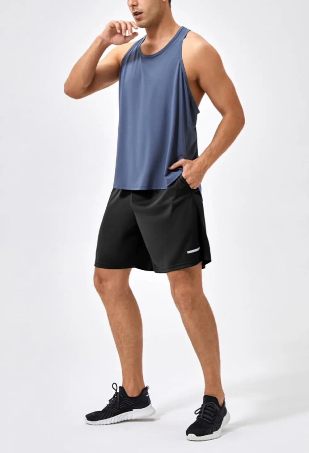 Men's Quick-Dry Athletic Shorts with Pockets, Lightweight Workout Shorts, Breathable Running Shorts with Elastic Waistband