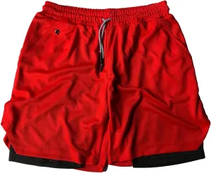 Men's Running Shorts Mesh Gym Athletic Workout Shorts for Men 2 in 1 Quick Dry Sports Shorts with Liner and Pockets
