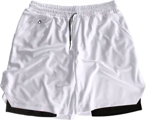 Men's Running Shorts Mesh Gym Athletic Workout Shorts for Men 2 in 1 Quick Dry Sports Shorts with Liner and Pockets
