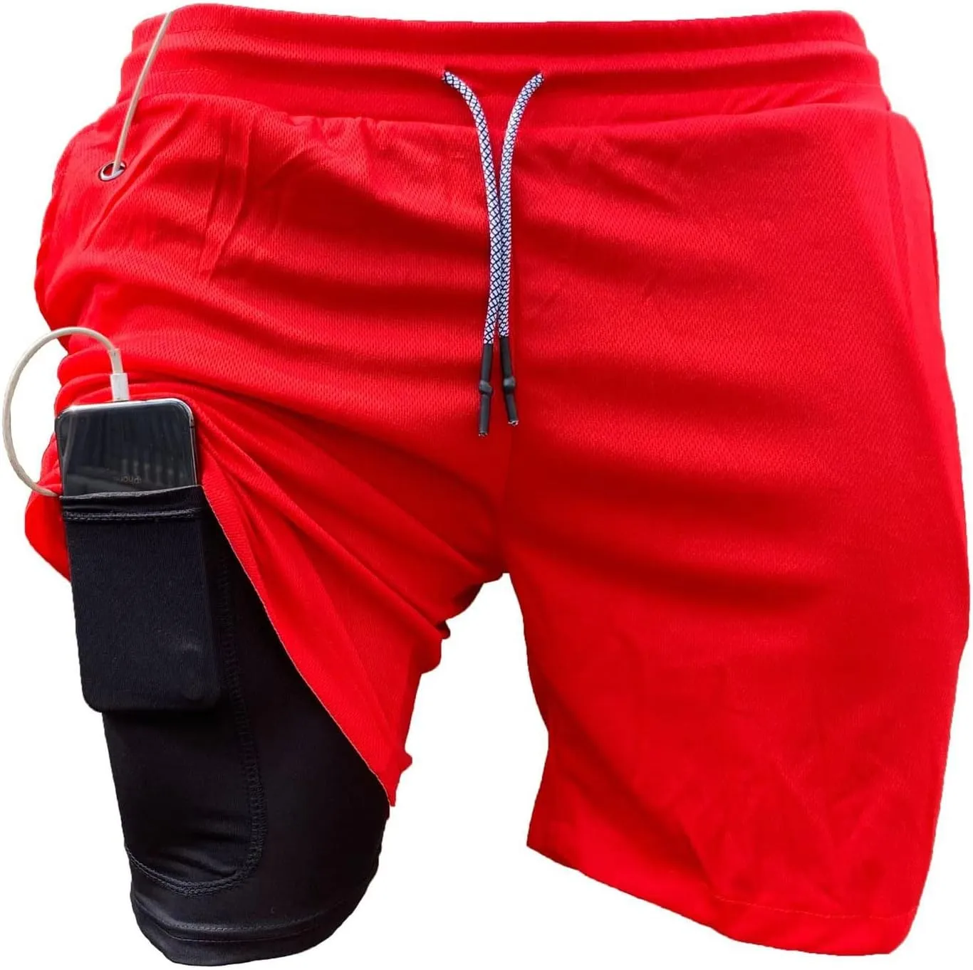 Men's Running Shorts Mesh Gym Athletic Workout Shorts for Men 2 in 1 Quick Dry Sports Shorts with Liner and Pockets