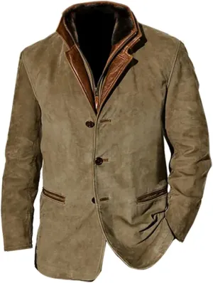Men's Sherpa Jacket Vintage Workwear Winter Heavyweight Button Up Warm Fleece Coats With Pockets Fall, M-5XL