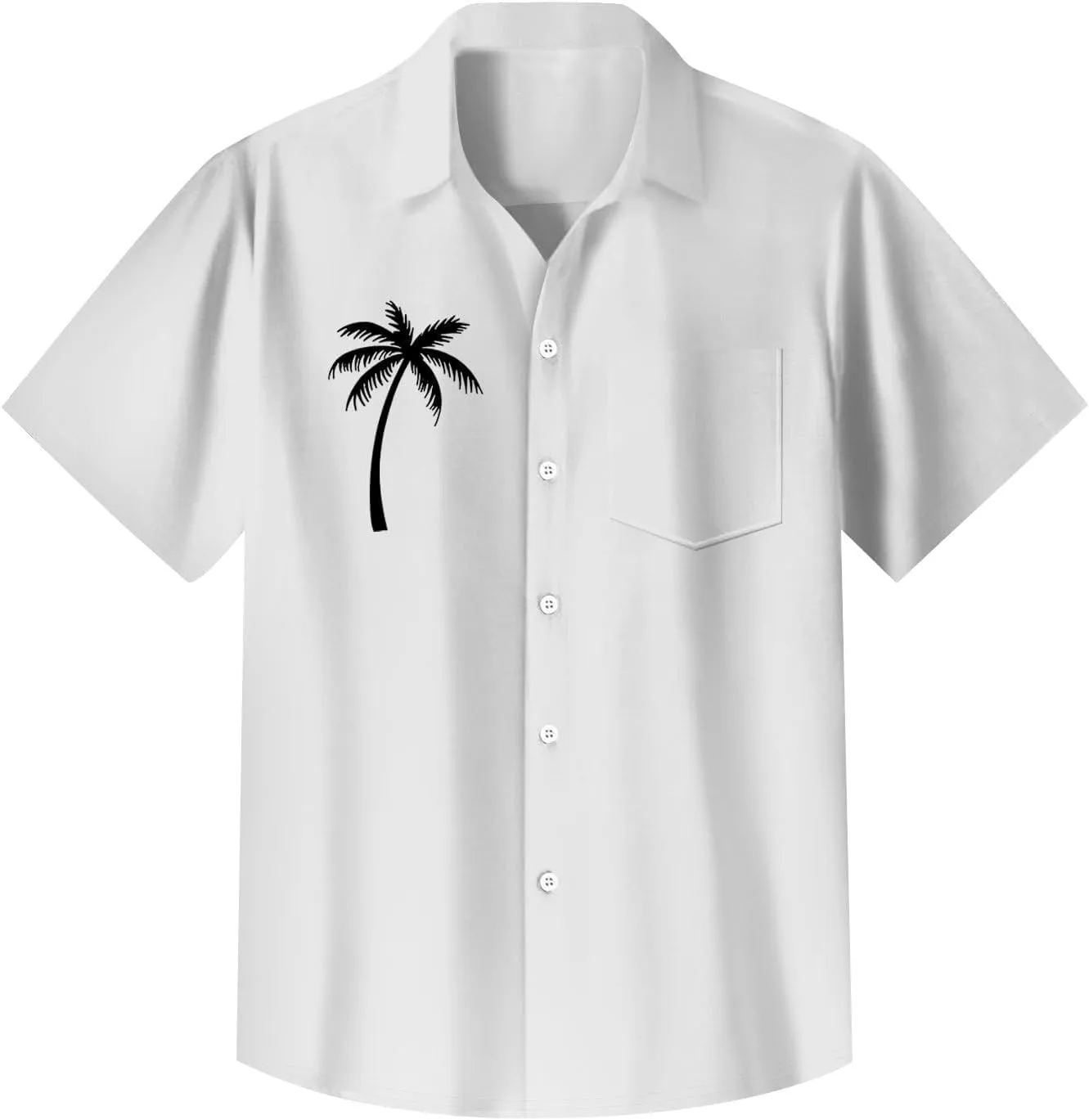 Men's Short Sleeve Button Up Hawaiian Shirt 1950s Vintage Tropical Palm Holiday Beach Shirts Lightweight Quick Dry Top