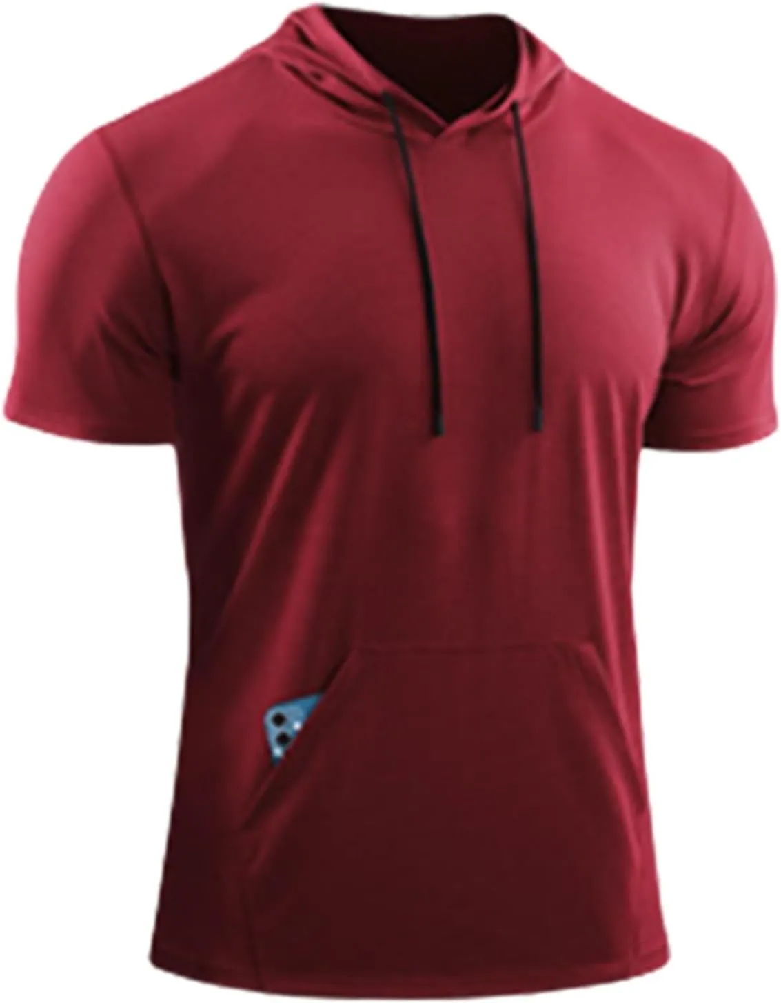 Mens Short Sleeve Hoodies Running Workout Gym Swetshirts Muscle Fit Sport Moisture Wicking Tees UPF 50  Active Tops