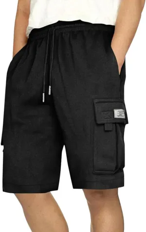 Men's Shorts Cargo Work Outdoors Summer Shorts Elastic Waist Drawstring Classic with Multi Pockets Solid Half Pants