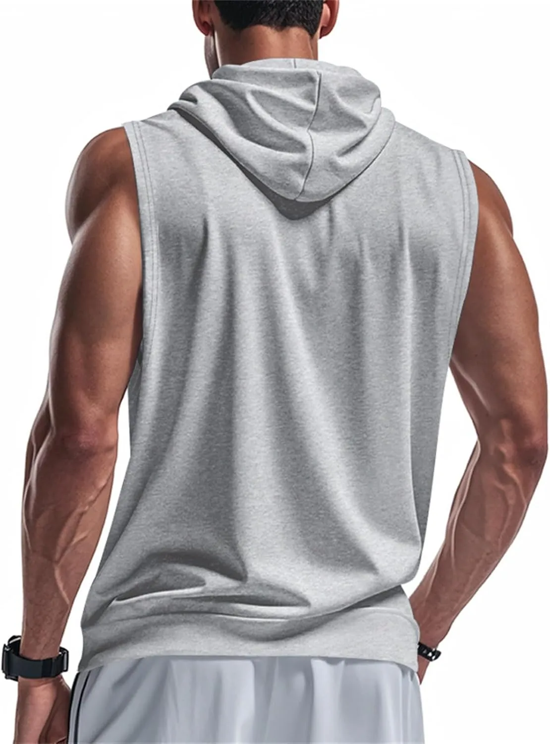 Mens Sleeveless Hooded Tank Tops Workout Zip Up Gym Fitness Training Shirts Muscle Cut Off T Shirt Bodybuilding Vests