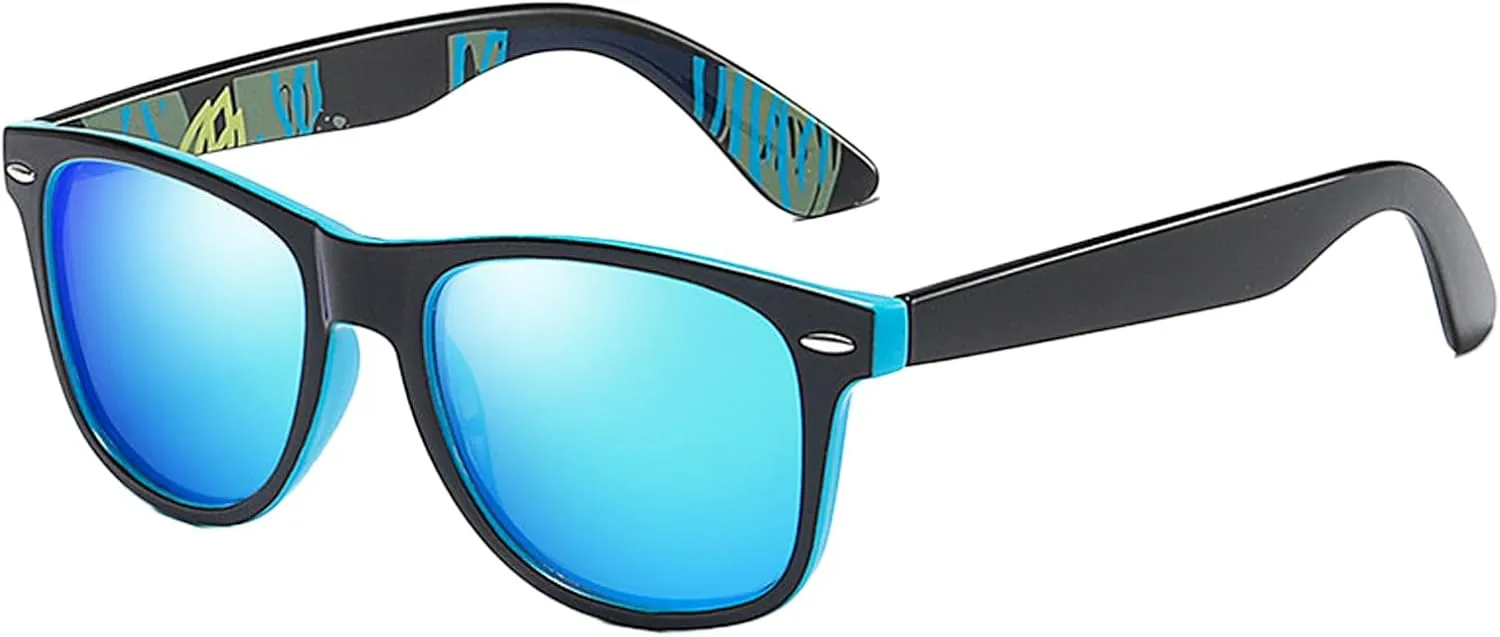 Mens Sunglasses Polarized,Trendy 2025 Classic Black Rectangle Sunglasses for Fishing Travelling Climbing