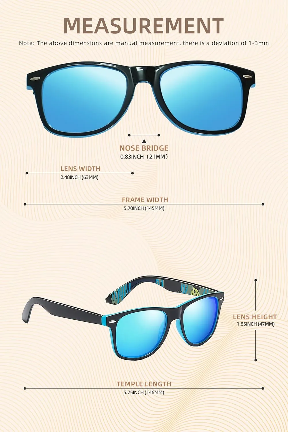 Mens Sunglasses Polarized,Trendy 2025 Classic Black Rectangle Sunglasses for Fishing Travelling Climbing