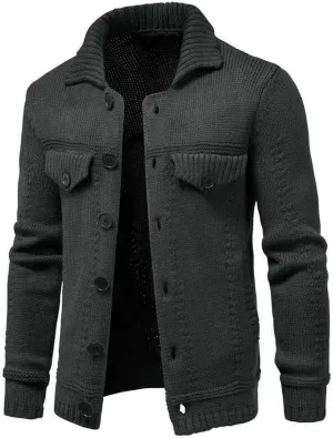 Mens Sweaters Casual Stand Collar Cardigan Button Down Cable Knitted Lightweight Slim Fit Sweater Coat Winter Clothes