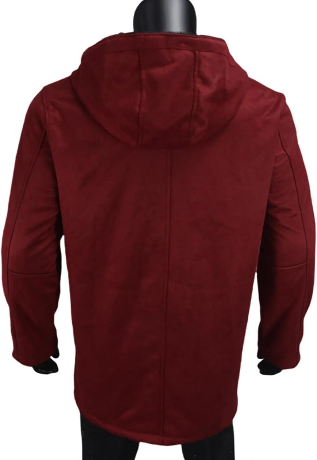 Men's Vintage Sherpa-Lined Trench Coat Faux Suede Retro Outdoor Leather Overcoat