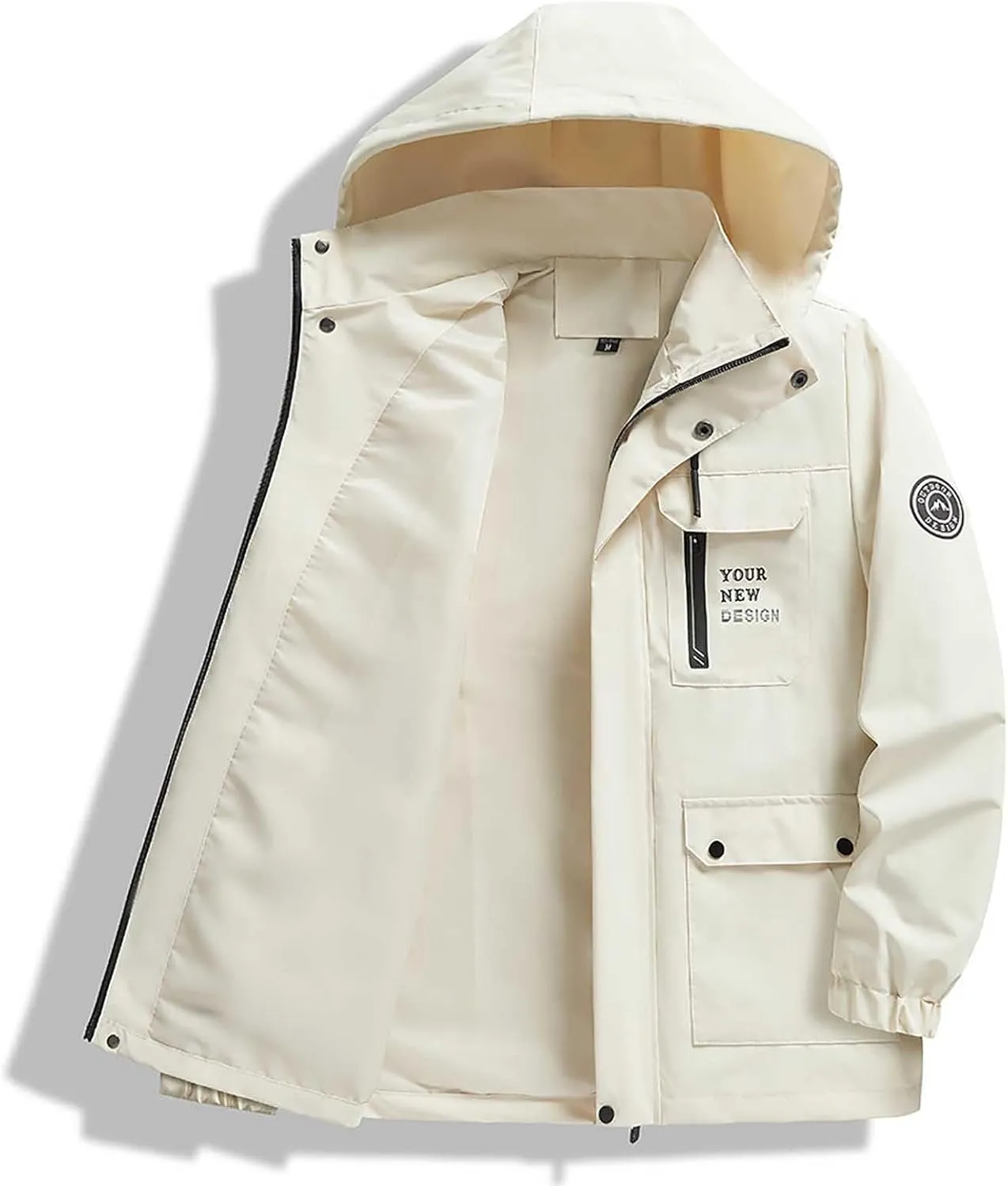 Men's Winter Coats Oversized Solid Color Pullover Hooded Jackets Baggy Warm Full Zip Button Down Jackets with Pockets