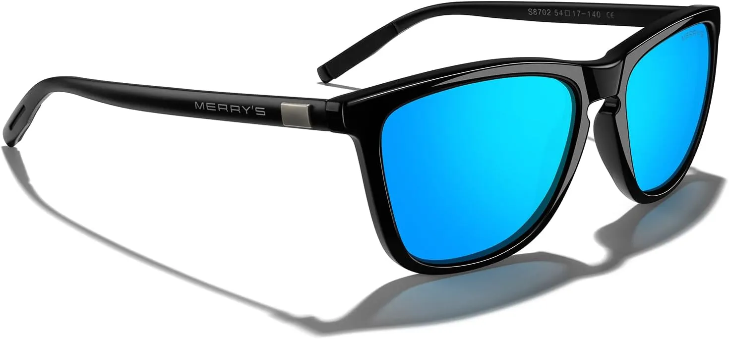 MERRY'S Unisex Polarized Sunglasses for Women Men Classic Retro Designer Style Aluminum Legs