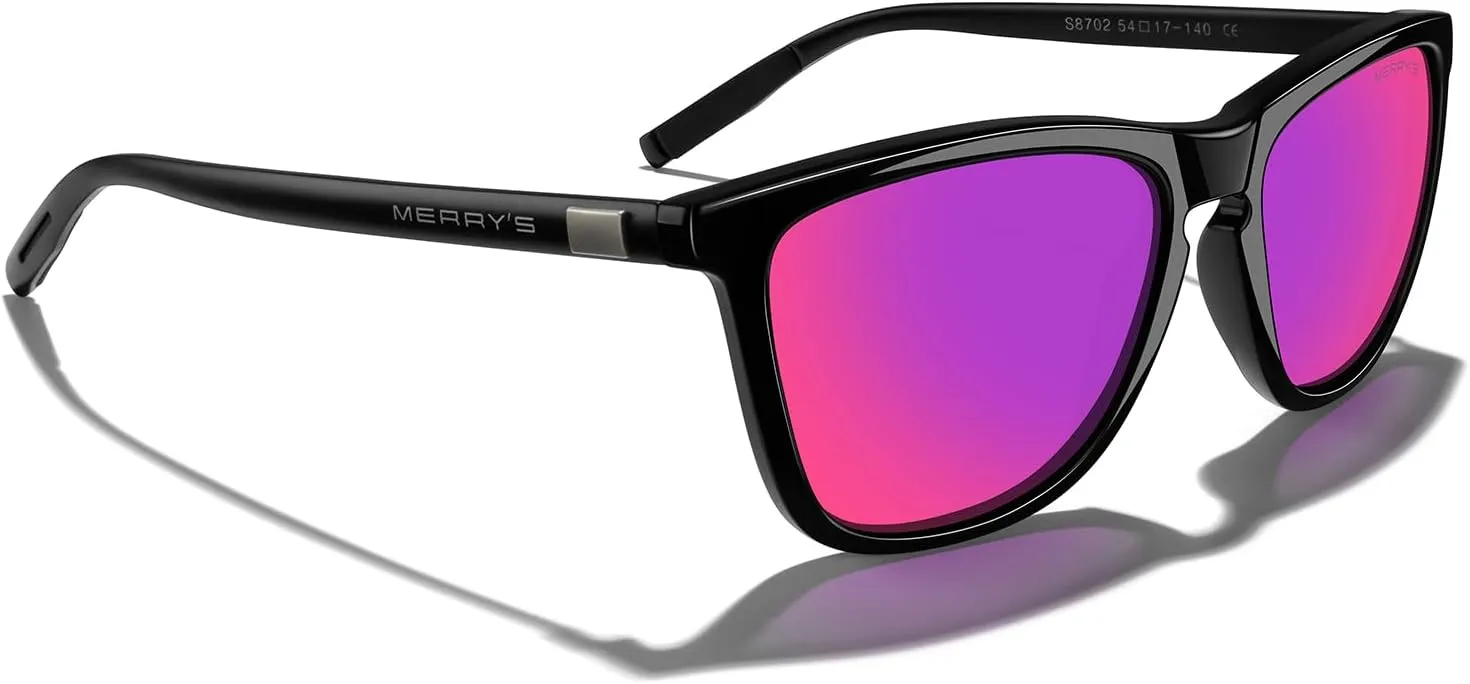 MERRY'S Unisex Polarized Sunglasses for Women Men Classic Retro Designer Style Aluminum Legs