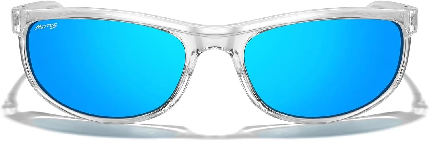 MERRY'S Wrap Around Sport Polarized Sunglasses for Men Women Driving Fishing Cycling Running UV400 Protection S3027