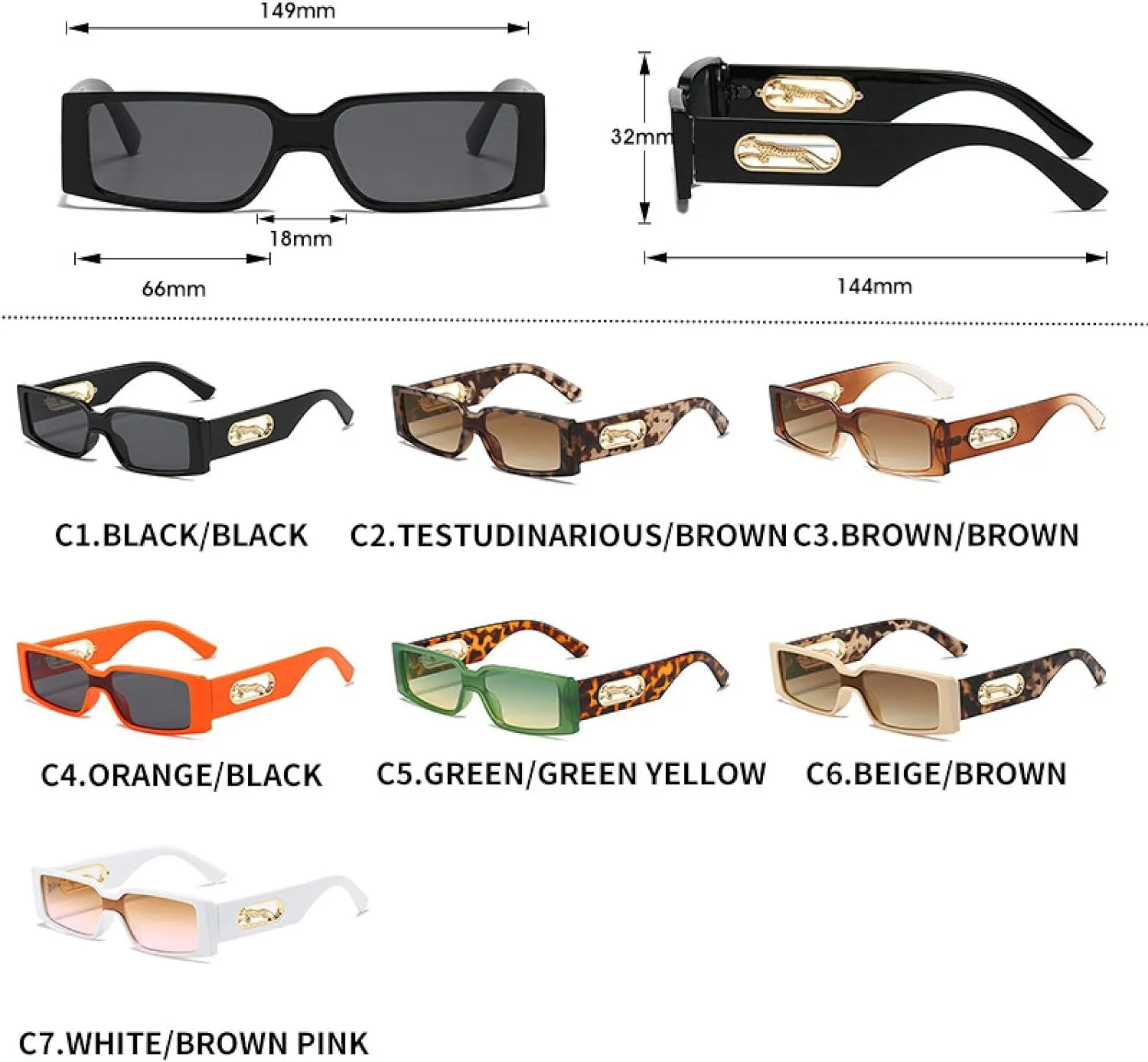 Metal Rectangle Sunglasses Women Vintage Fashion Narrow Sun Glasses Men Classic Tiny Shades