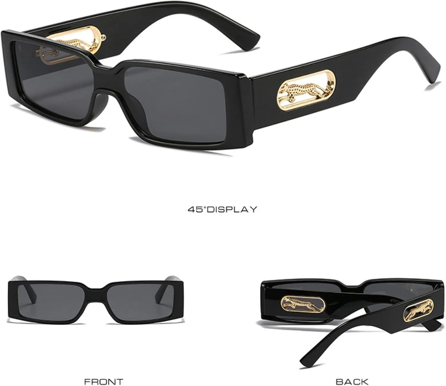 Metal Rectangle Sunglasses Women Vintage Fashion Narrow Sun Glasses Men Classic Tiny Shades