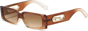 Metal Rectangle Sunglasses Women Vintage Fashion Narrow Sun Glasses Men Classic Tiny Shades