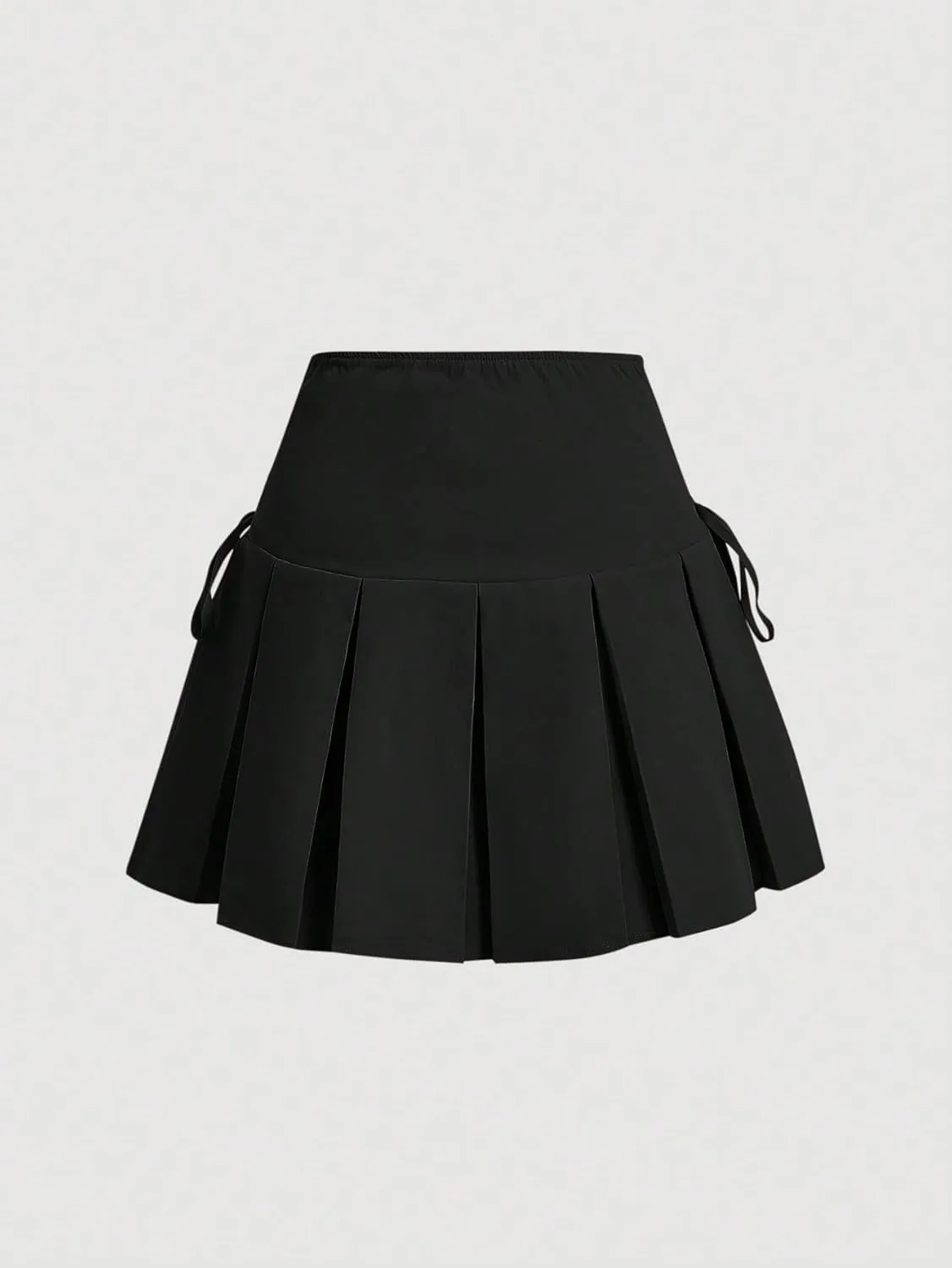 Milumia Women's Pleated High Waisted Lace Up Skirts Solid A Line Mini Skirts