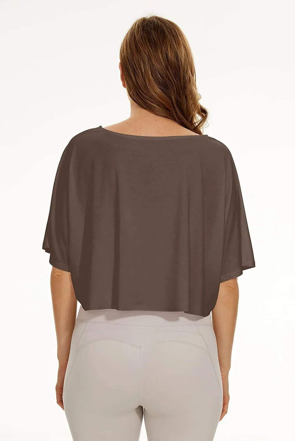 MISSACTIVER Women Oversized Half Sleeve Boat Neck Crop Tee Shirt Workout Off Shoulder Relaxed Basic Cropped T-Shirts Top