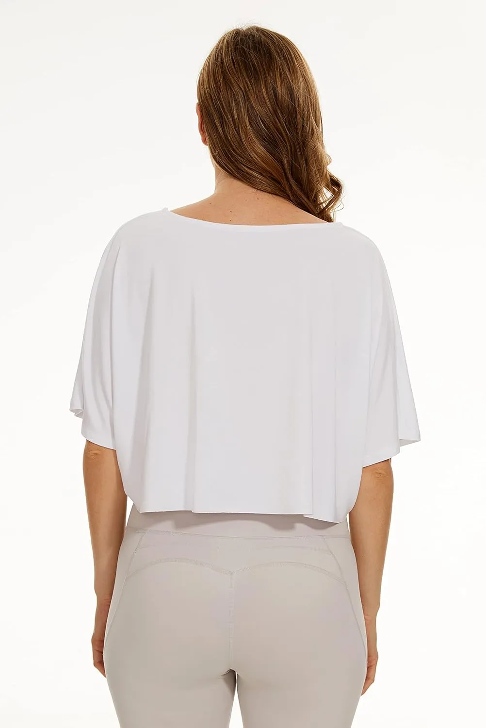MISSACTIVER Women Oversized Half Sleeve Boat Neck Crop Tee Shirt Workout Off Shoulder Relaxed Basic Cropped T-Shirts Top