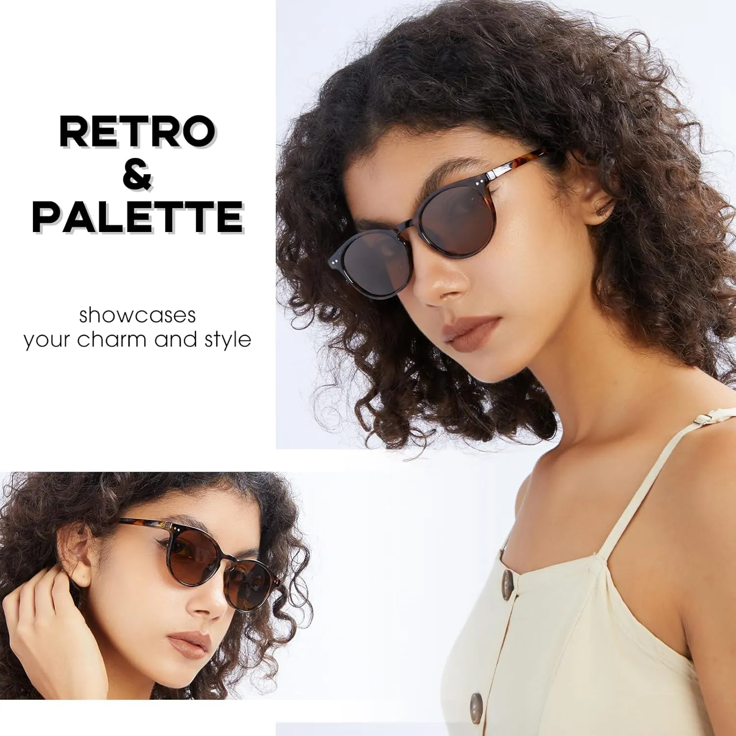 mosanana Round Polarized Sunglasses with Spring Hinges for Women Men Classic Retro Style MS52361
