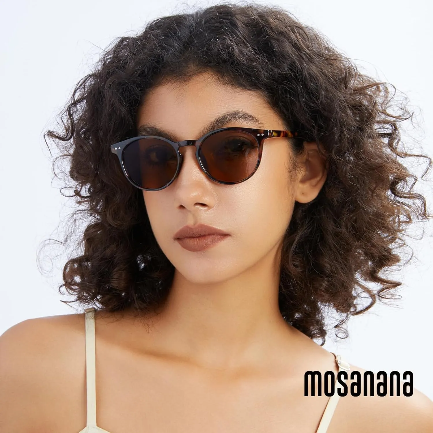 mosanana Round Polarized Sunglasses with Spring Hinges for Women Men Classic Retro Style MS52361