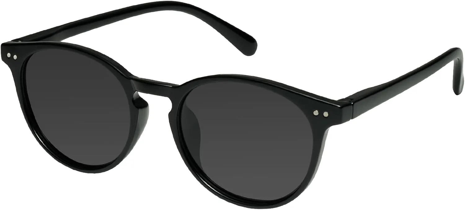 mosanana Round Polarized Sunglasses with Spring Hinges for Women Men Classic Retro Style MS52361