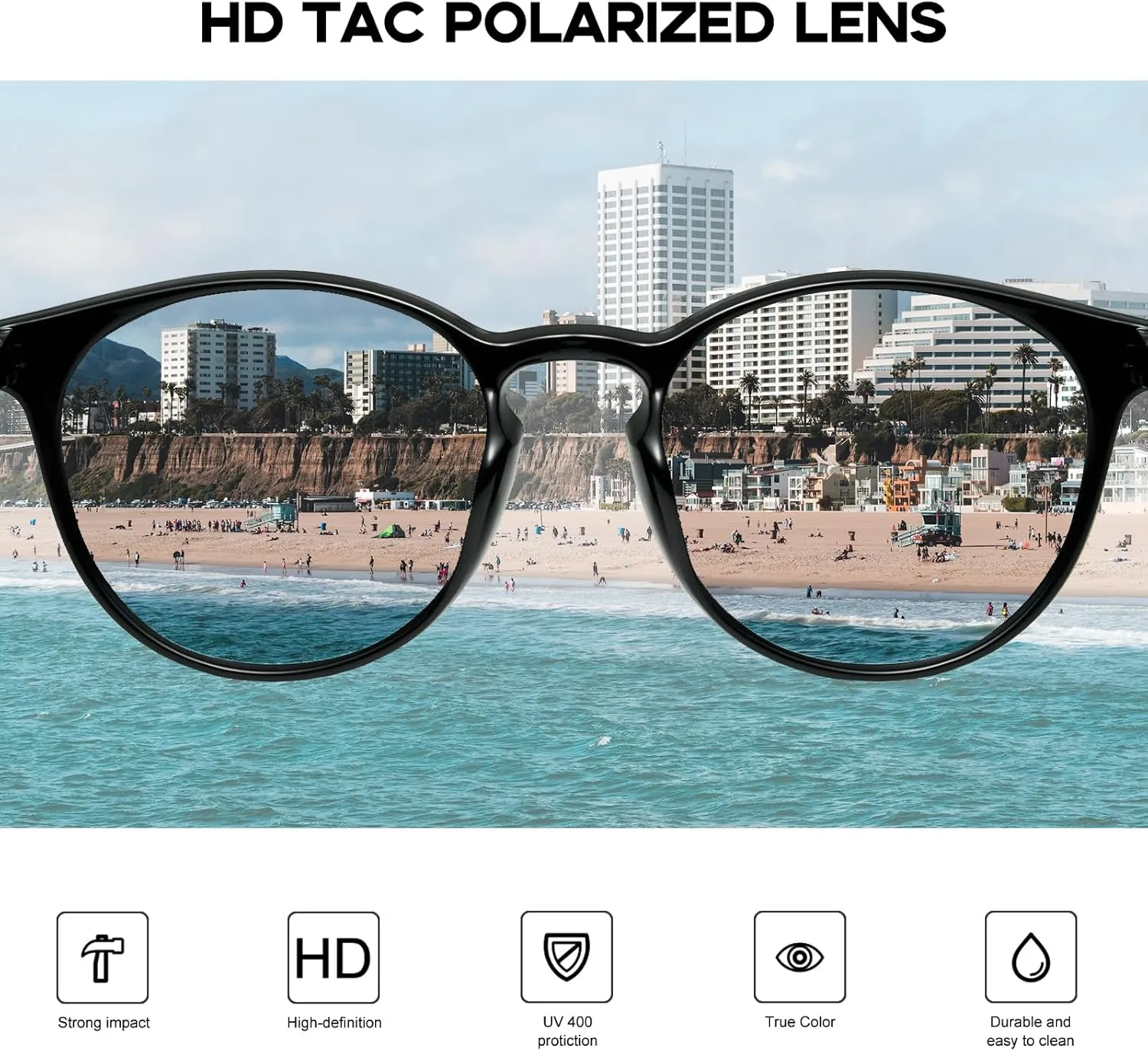 mosanana Round Polarized Sunglasses with Spring Hinges for Women Men Classic Retro Style MS52361
