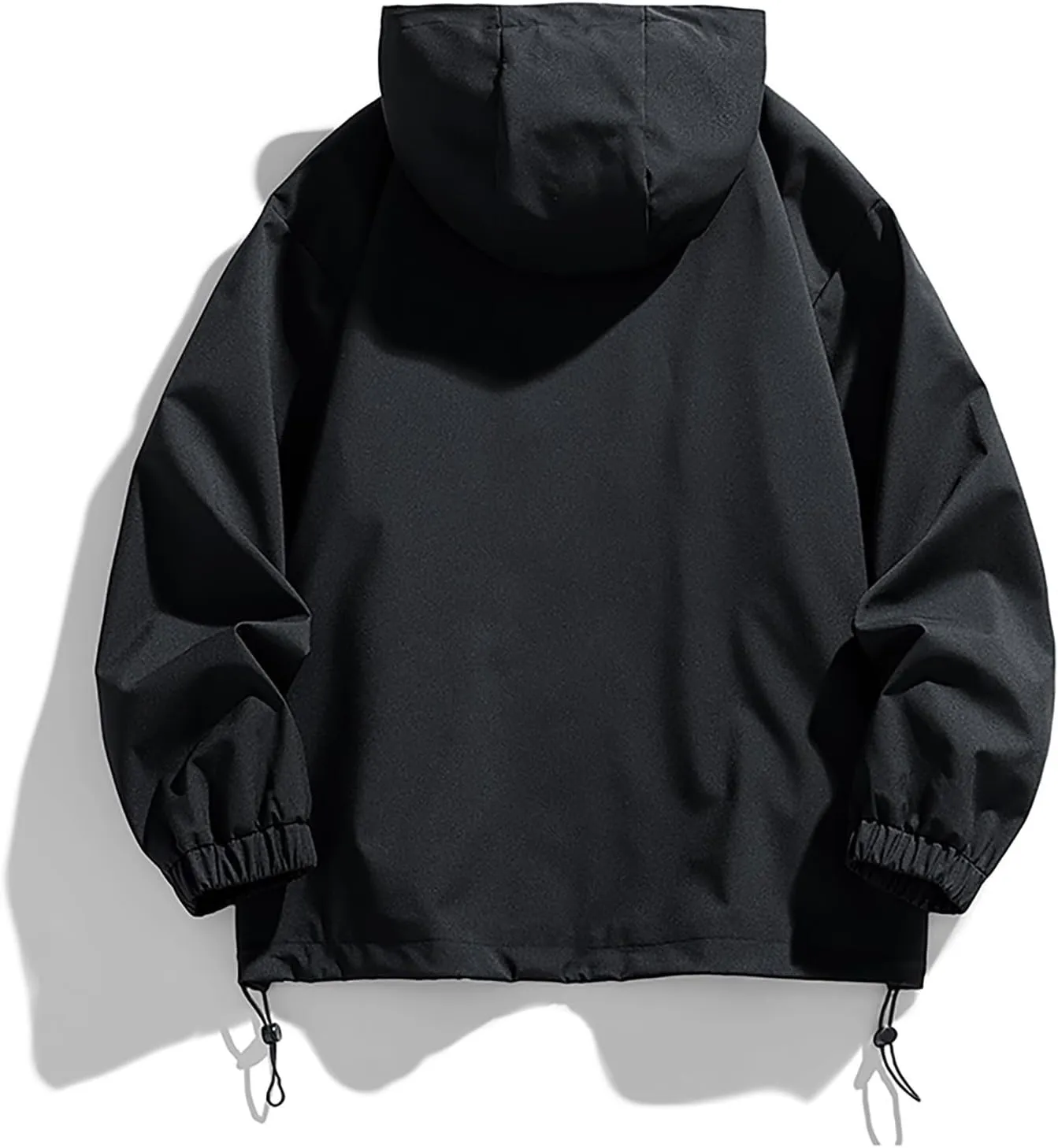 NATHGAM Men's Casual Hooded Jacket Loose Fit Long Sleeve Oversized Heavyweight Waterproof Work Windbreaker with Zipper Pocket