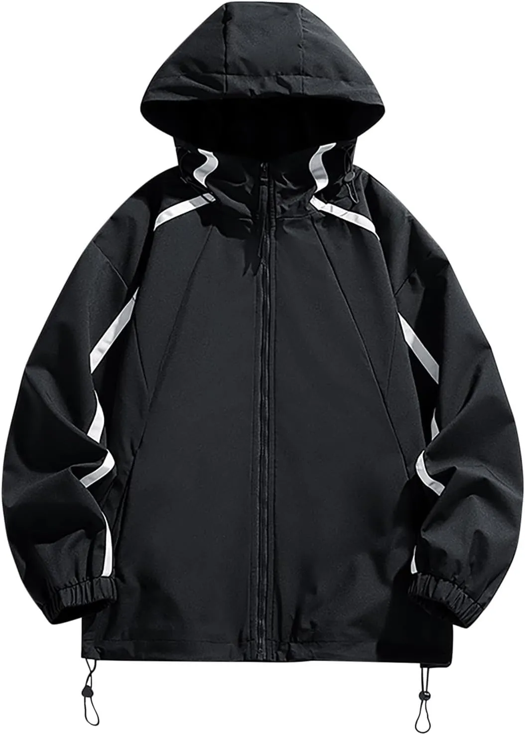 NATHGAM Men's Casual Hooded Jacket Loose Fit Long Sleeve Oversized Heavyweight Waterproof Work Windbreaker with Zipper Pocket