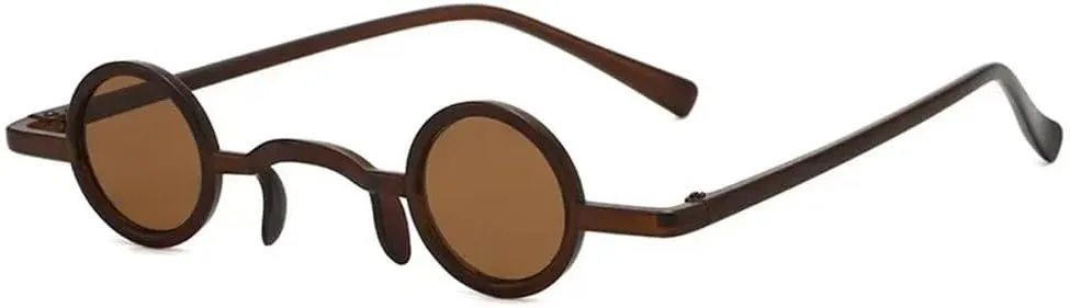 New 2025 Vintage Rock Punk Man Sunglasses Classic Small Round Sunglasses Women Wide Bridge Metal Frame Black Lens Eyewear,CC