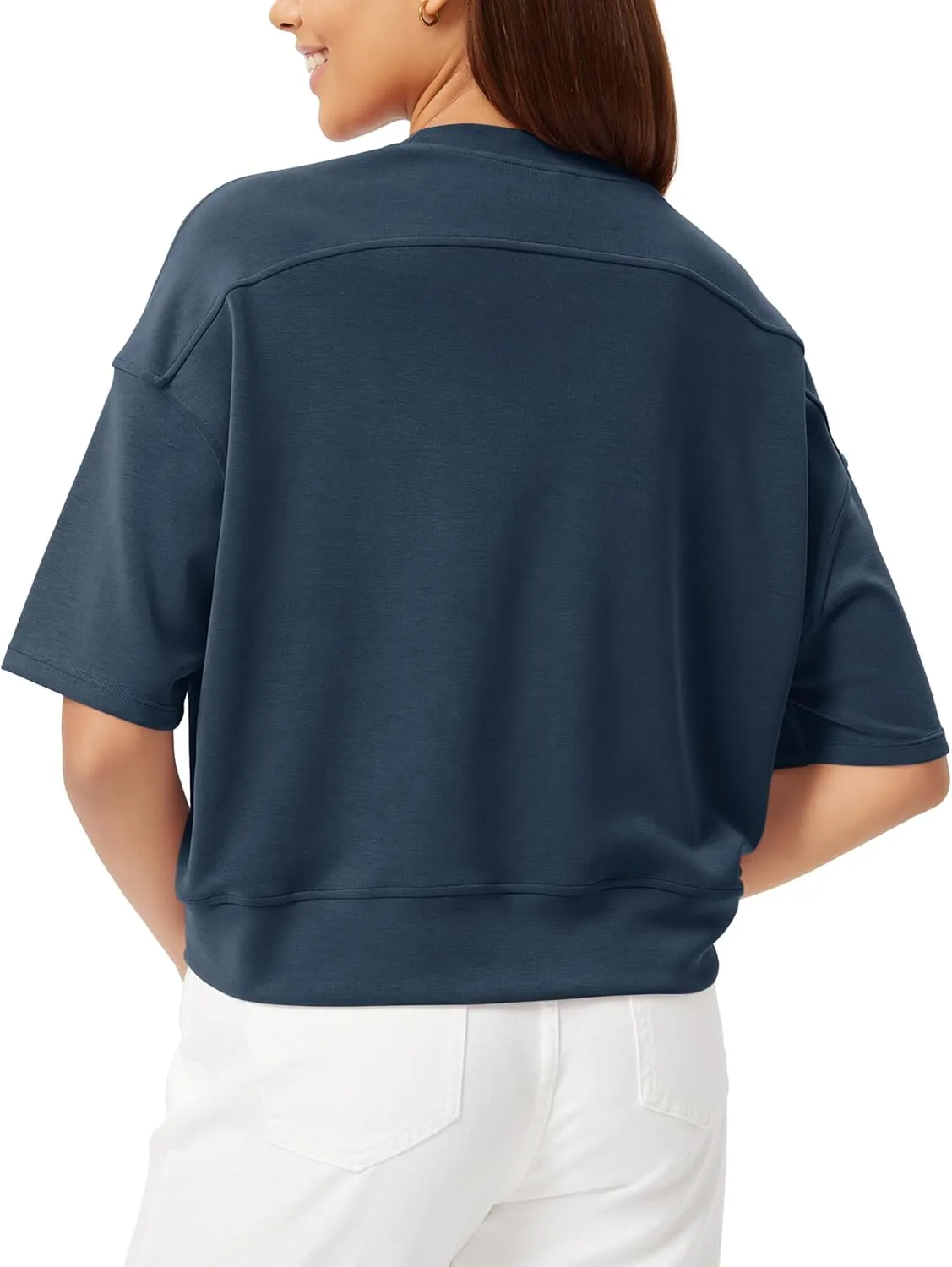 ODODOS Modal Soft Short Sleeve T-Shirts for Women Oversized Crew Neck Tee Relaxed Pullover Tops