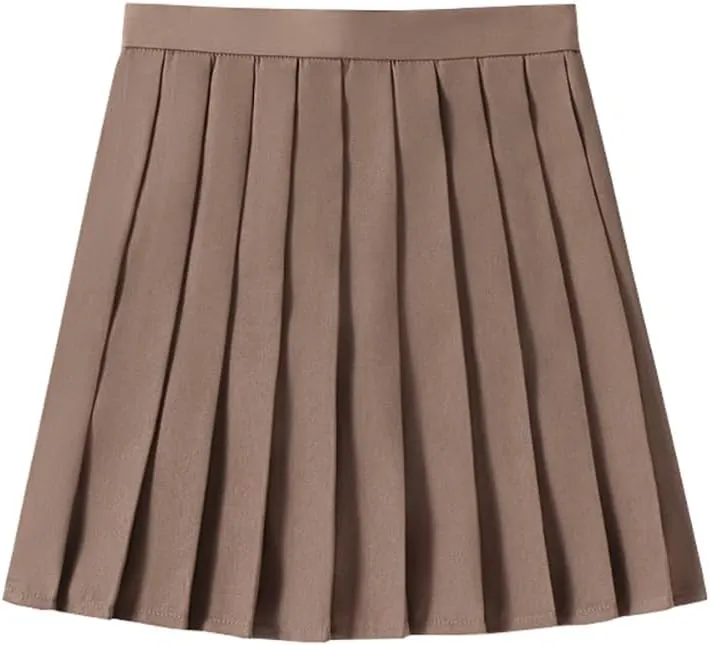 Only Faith Womens Solid Color Pleated Skirts A-Line Skater Skirts Mini Skirt