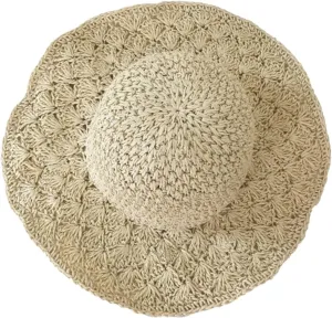 Outdoor Sun Hats for Women Beach Hat Wide Brim Handmade Hat Breathable Foldable Packable Cap for Travel UPF