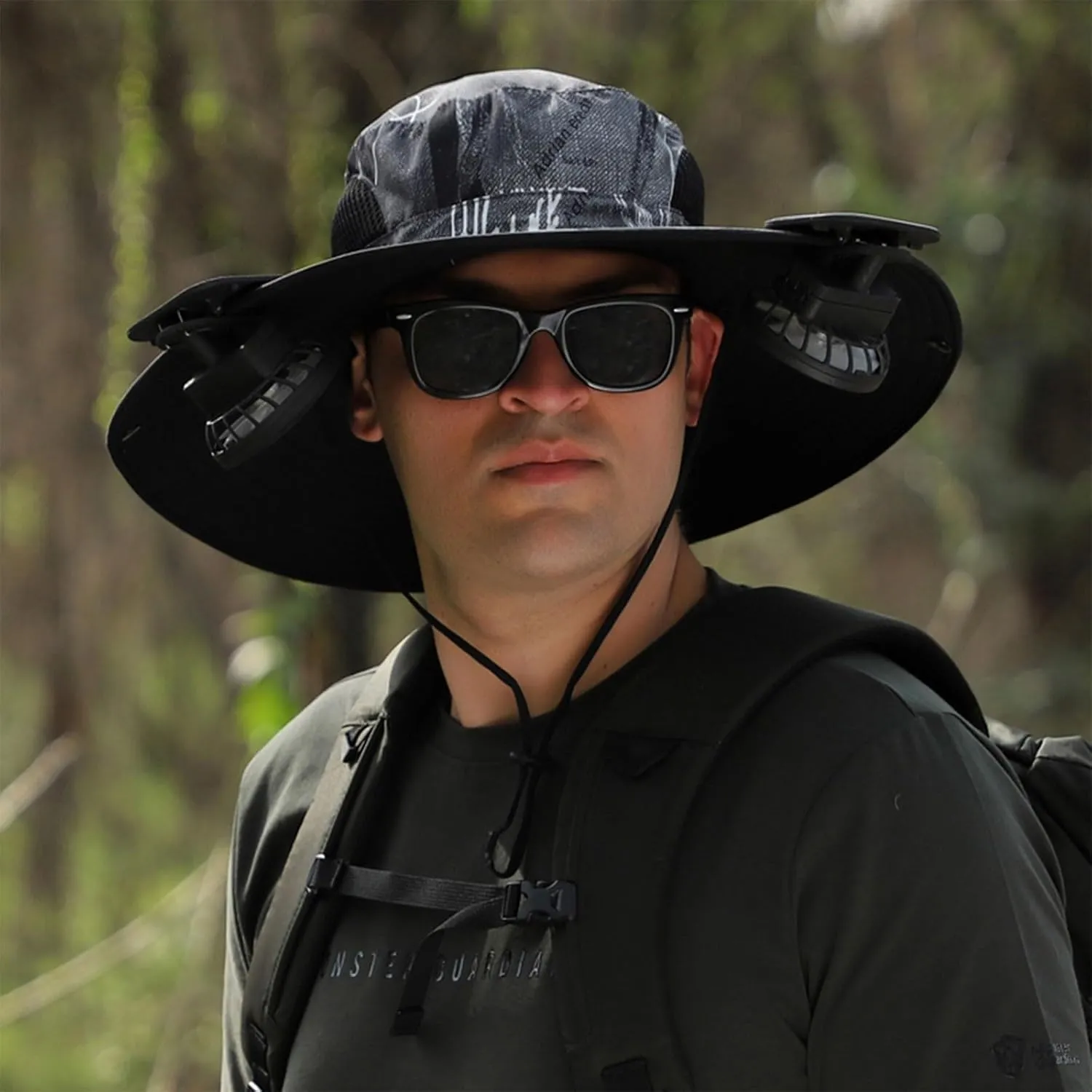 Outdoor Wide Brim Sun Hat with Solar Fan Detachable Bucket Hat for Men Women Bucket Fishing Hiking Beach Cap Fan Built in