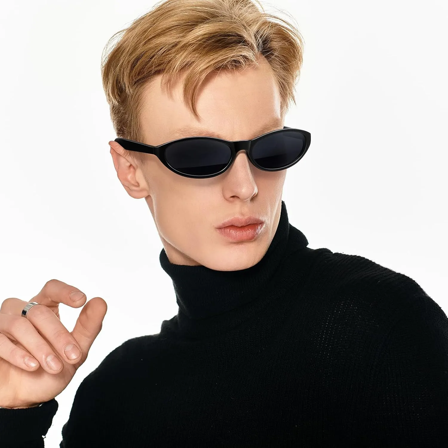 Oval Retro Futurism Sunglasses for Women Men Classic Vintage Cat Eye Sunglasses Womens Lightweight Trendy Shades