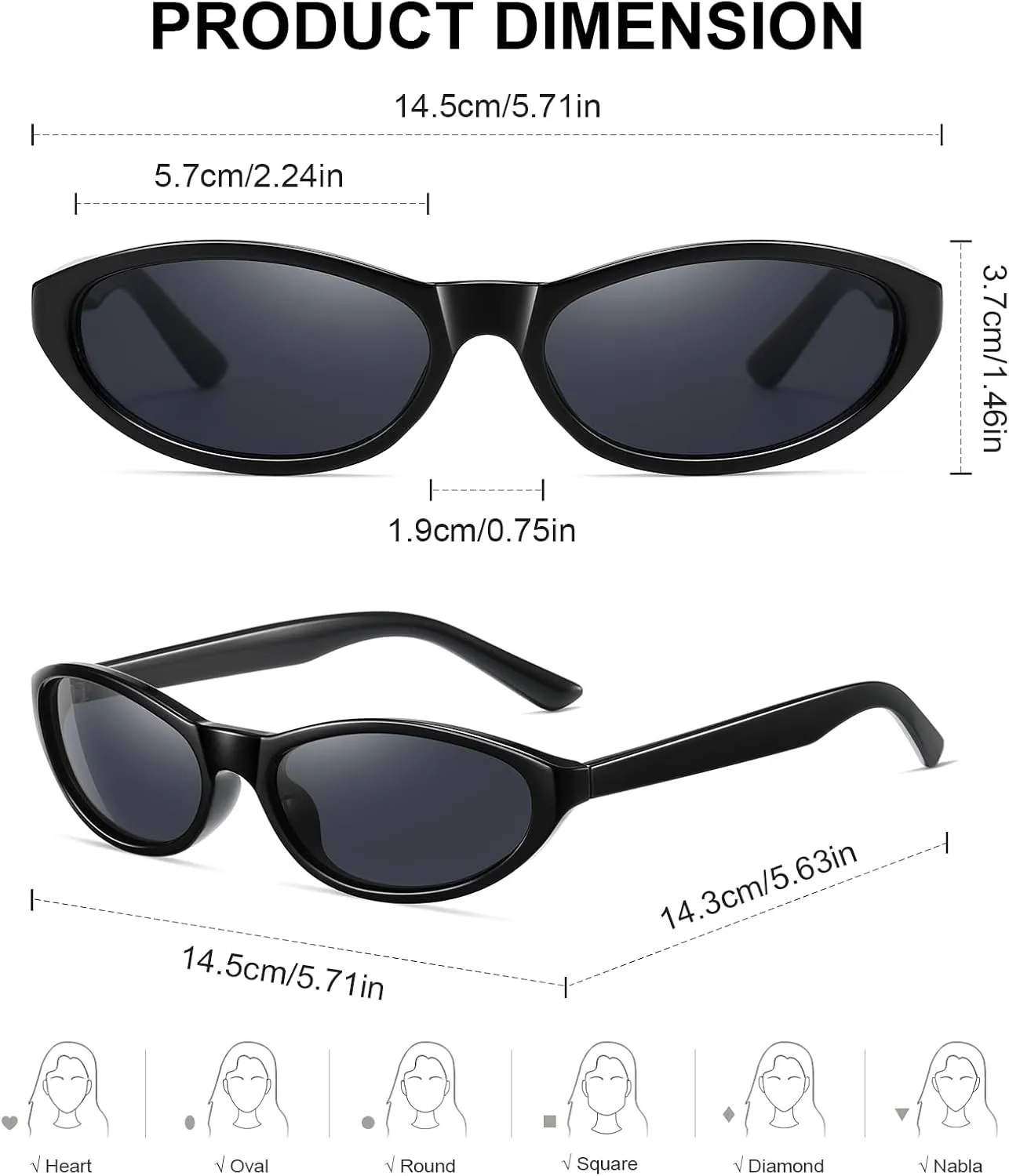 Oval Retro Futurism Sunglasses for Women Men Classic Vintage Cat Eye Sunglasses Womens Lightweight Trendy Shades